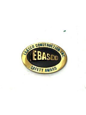 Ebasco Safety Award Construction DynaBuckle Solid Brass Belt Buckle Vintage Rare